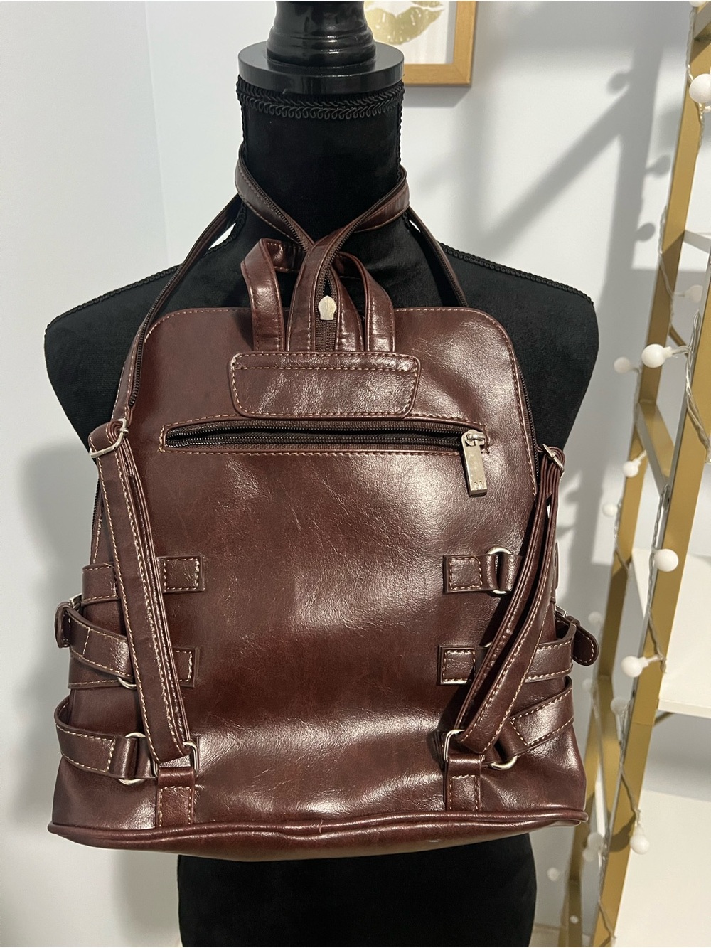Mouflon Leather Brown Backpack - Casual Daypack - Picture 6 of 16
